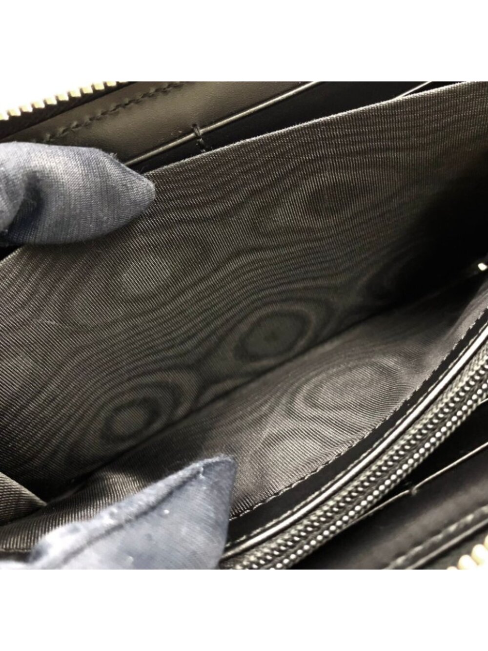 Gucci Guccissima Sherry Line Zip Around Leather Black Multicolor Wallet Silver - Picture 8 of 15